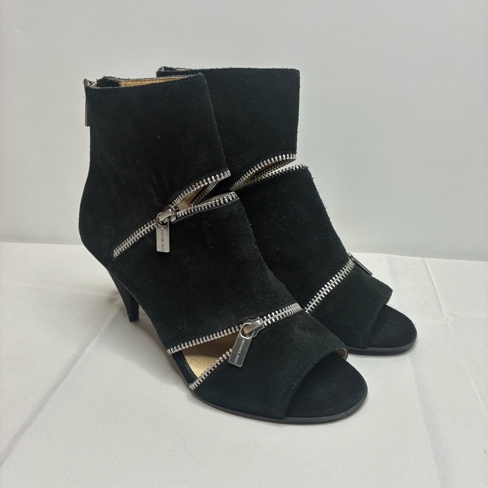 Michael Kors Black Peep Toe Heels w/ Zipper Accents | Size 8 | Gently Used